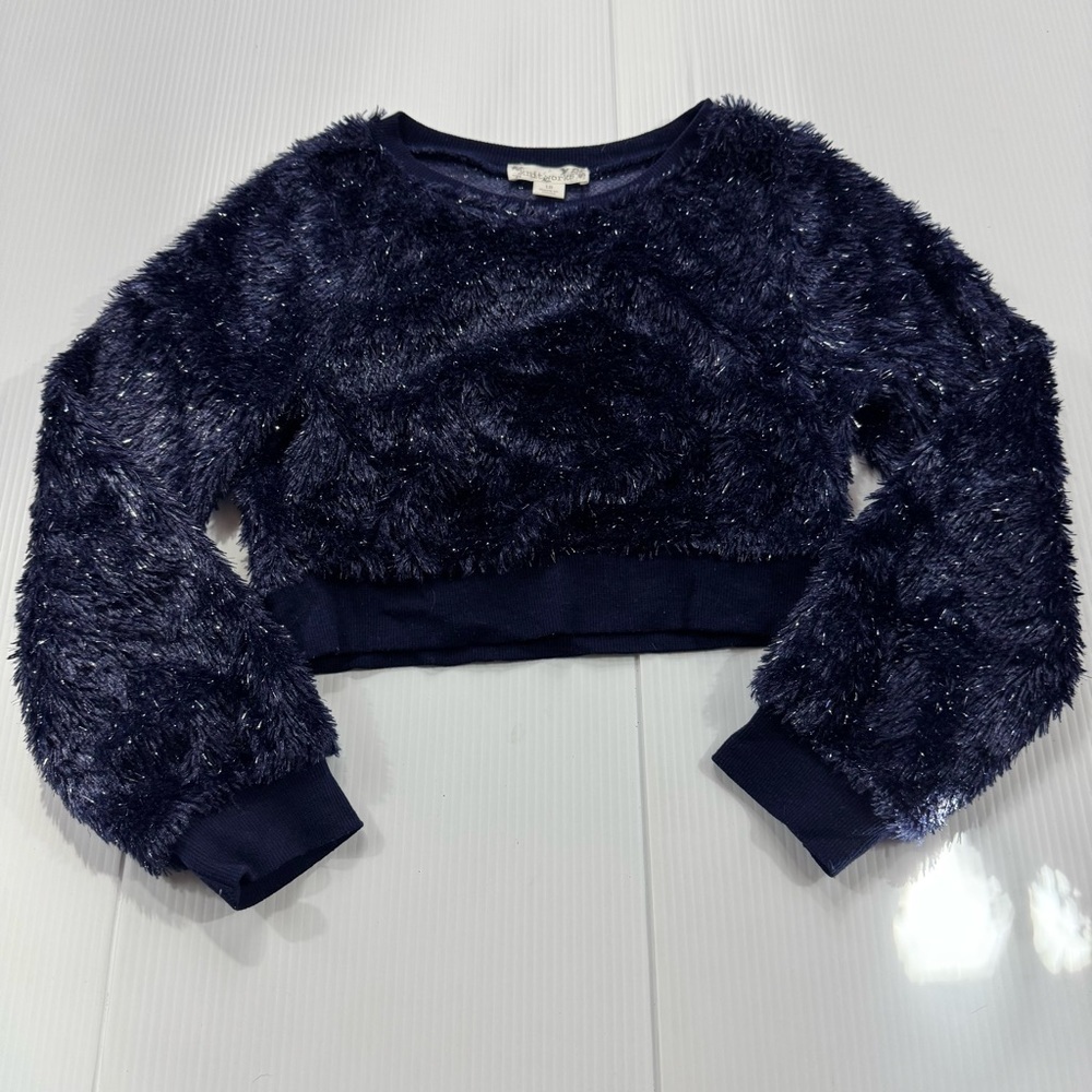 580. Girls Knitworks Navy Fuzzy Sweatshirt (12)